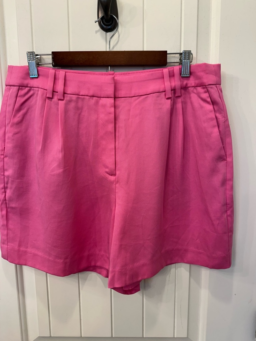 NWT J.Crew Pink Pleated Refined Twill Tencel Shorts 12 Barbie Coastal Preppy